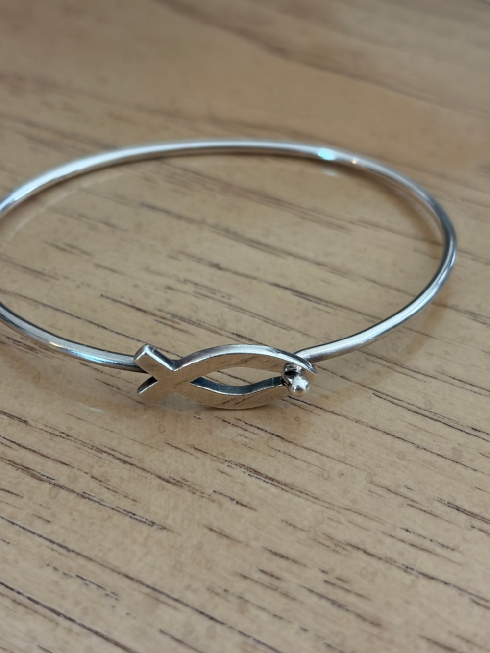 James Avery Sterling Silver Fish Cross Bangle Bracelet - Silver